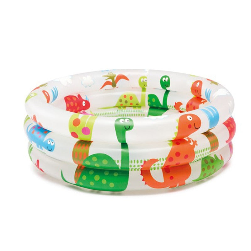 Portable 3 Rings Baby Swimming Pool Outdoor Inflatable Bathtub Cartoon Patterns