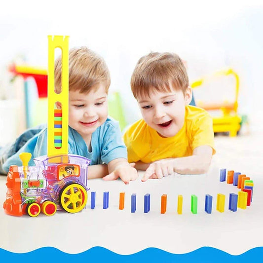 Domino Set Up Train, Domino Train Toy Blocks Set With Lights And Sounds, Creative Gifts For Kids(random Color)