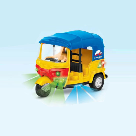 Bump & Go Auto Rickshaw Toy with Sound & Flashing Light for Kids
